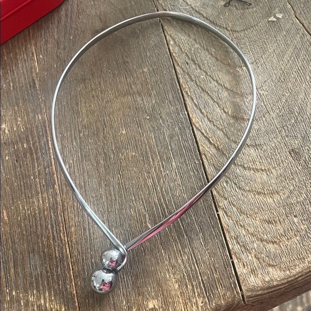 Silver Interlocking Ball Statement Necklace - image 1